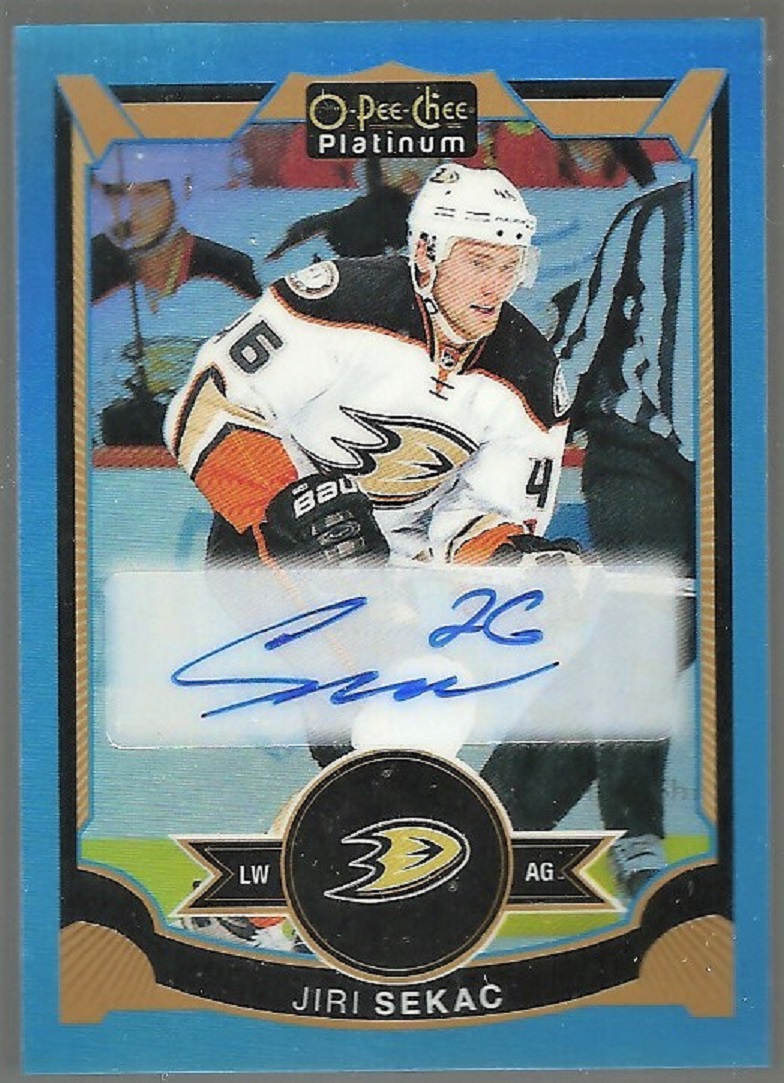 2015-16 O-Pee-Chee Platinum Blue Rainbow Auto #JS Jiri Sekac (image for) 2015-16 O-Pee-Chee Platinum Blue Rainbow Auto #JS Jiri Sekac