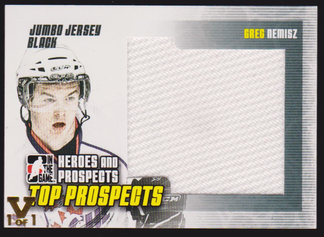 2009-10 ITG Heroes and Prospects Top Jumbo Jerseys #JM12 Greg Nemisz (image for) 2009-10 ITG Heroes and Prospects Top Jumbo Jerseys #JM12 Greg Nemisz