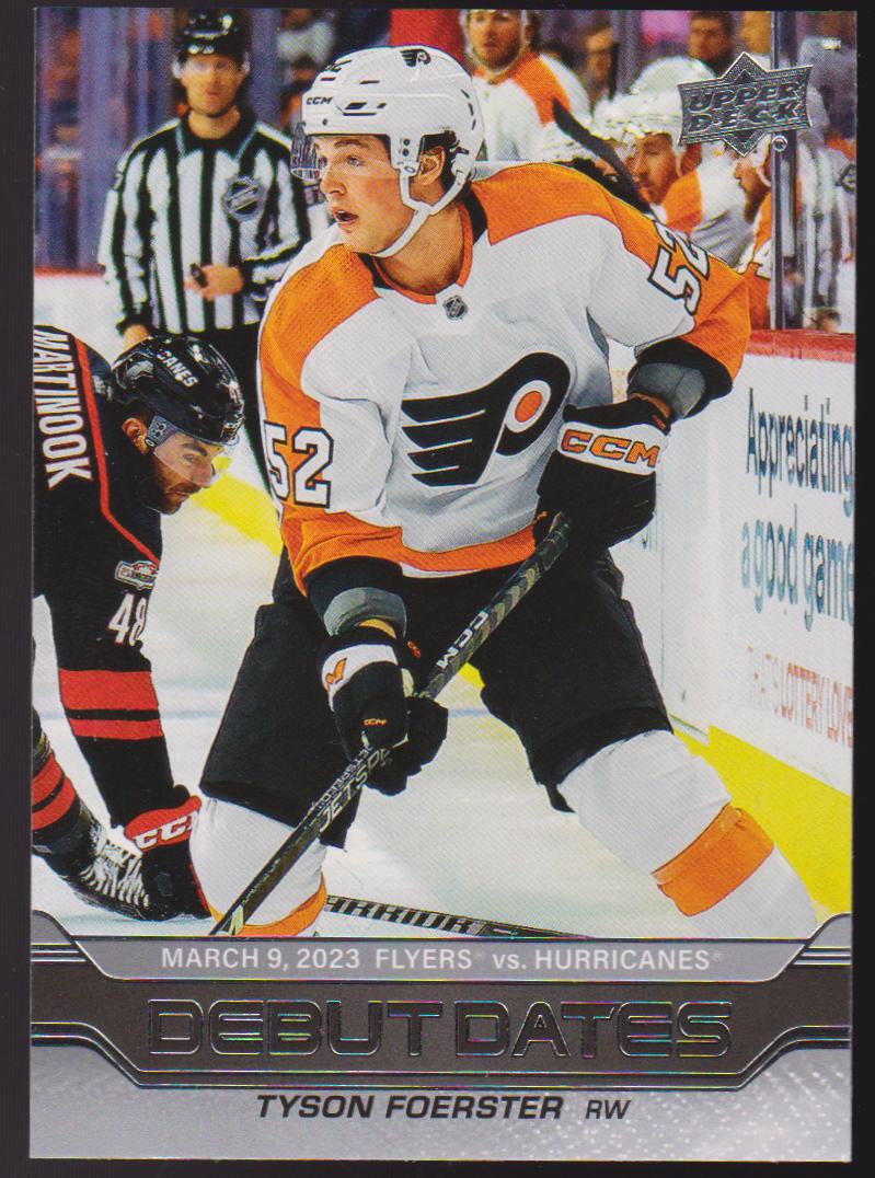 2023-24 Upper Deck Debut Dates #DD7 Tyson Foerster (image for) 2023-24 Upper Deck Debut Dates #DD7 Tyson Foerster