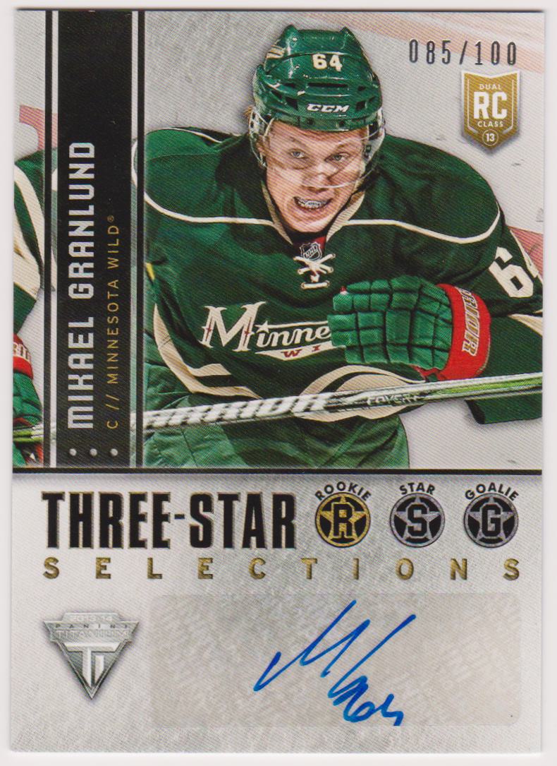 (image for) 2013-14 Panini Titanium Three Star Selections Autographs #3RMGR Mikael Granlund 085/100