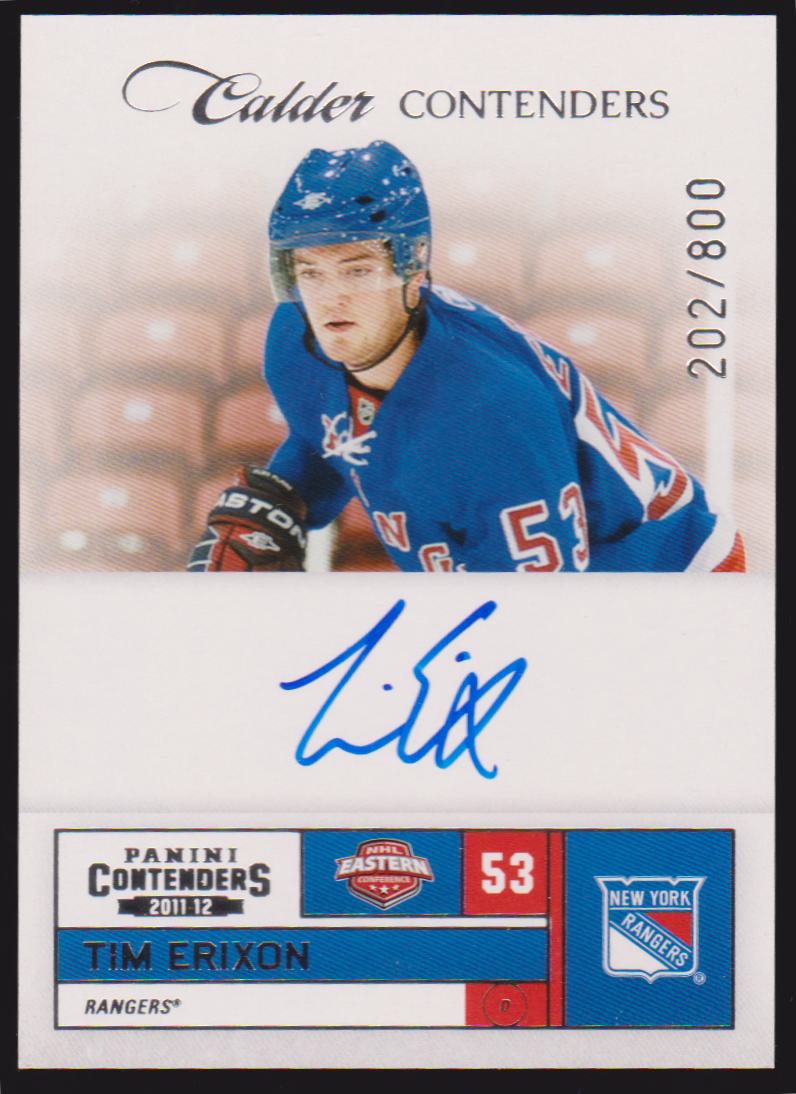 2011-12 Panini Contenders #233 Tim Erixon AUTO RC 202/800 (image for) 2011-12 Panini Contenders #233 Tim Erixon AUTO RC 202/800
