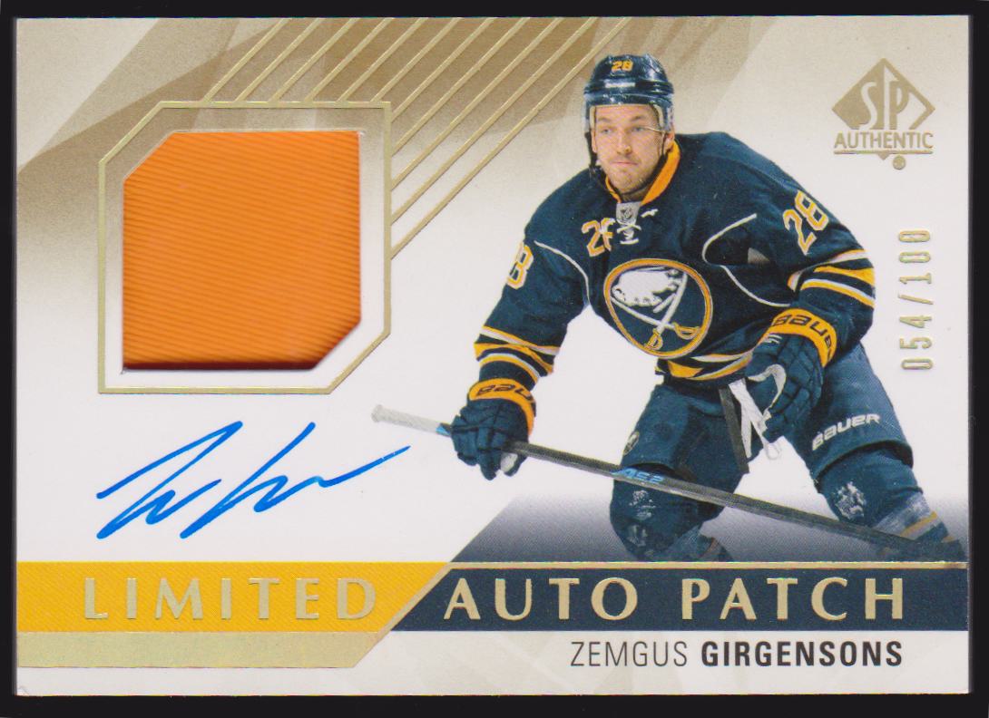 2015-16 SP Authentic Limited Patch Autographs #14 Zemgus Girgensons 054/100 - Jerseys (image for) 2015-16 SP Authentic Limited Patch Autographs #14 Zemgus Girgensons 054/100 - Jerseys