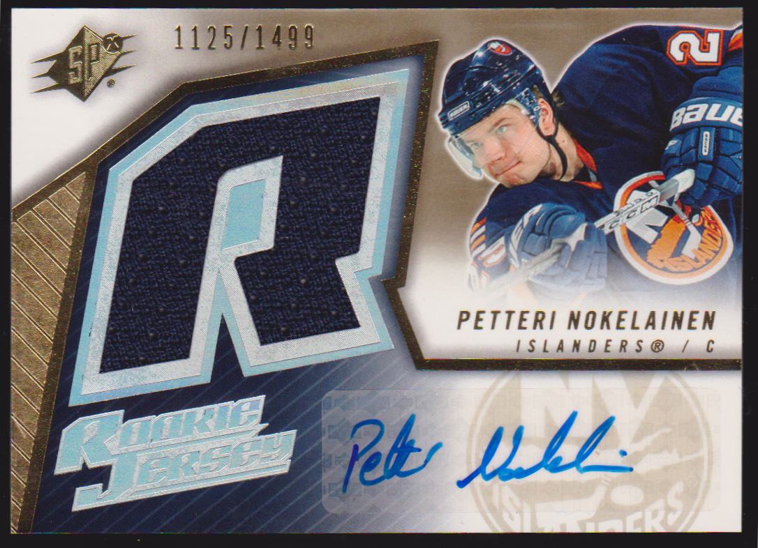 2005-06 SPx #168 Petteri Nokelainen Jerseys AUTO RC 1125/1499 (image for) 2005-06 SPx #168 Petteri Nokelainen Jerseys AUTO RC 1125/1499