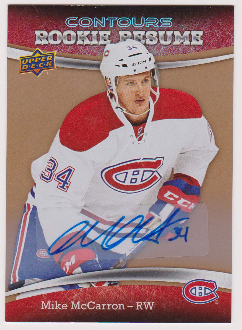 (image for) 2015-16 UD Contours Rookie Resume Auto #RR30 Mike McCarron - RC Year