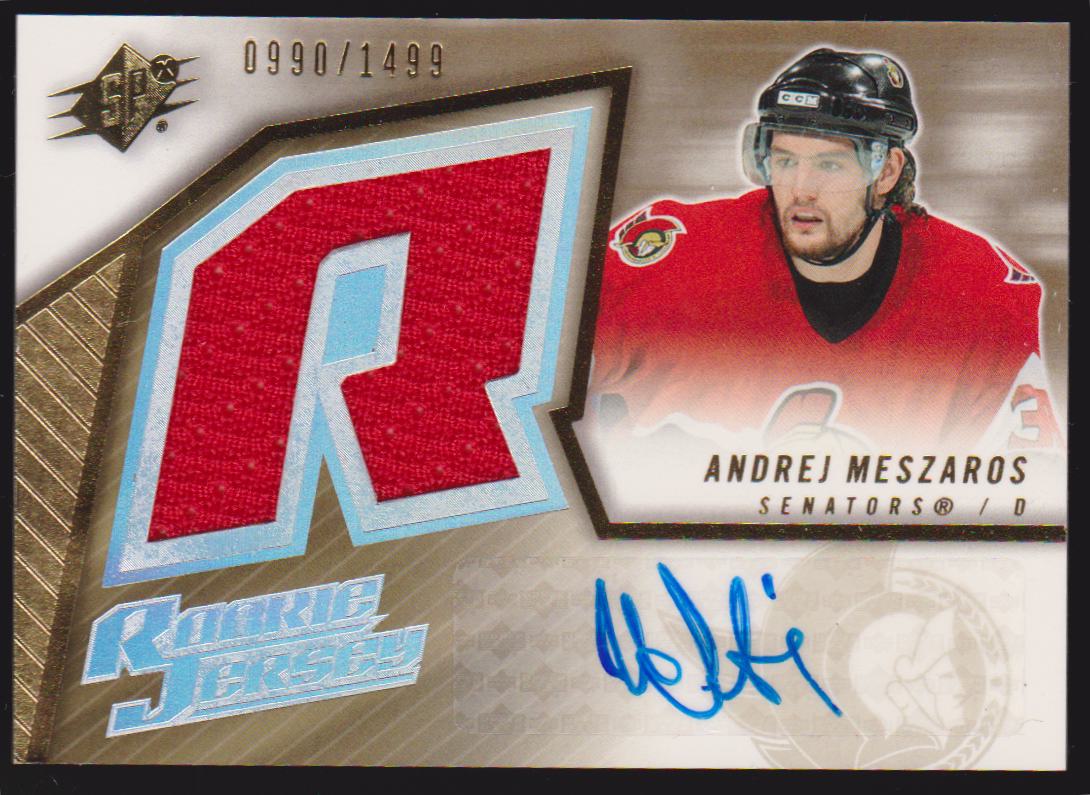 2005-06 SPx #178 Andrej Meszaros Jerseys AUTO RC 0990/1499 (image for) 2005-06 SPx #178 Andrej Meszaros Jerseys AUTO RC 0990/1499