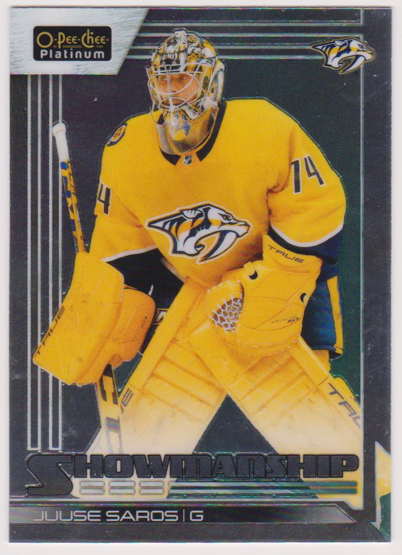 2023-24 O-Pee-Chee Platinum Showmanship #S10 Juuse Saros (image for) 2023-24 O-Pee-Chee Platinum Showmanship #S10 Juuse Saros