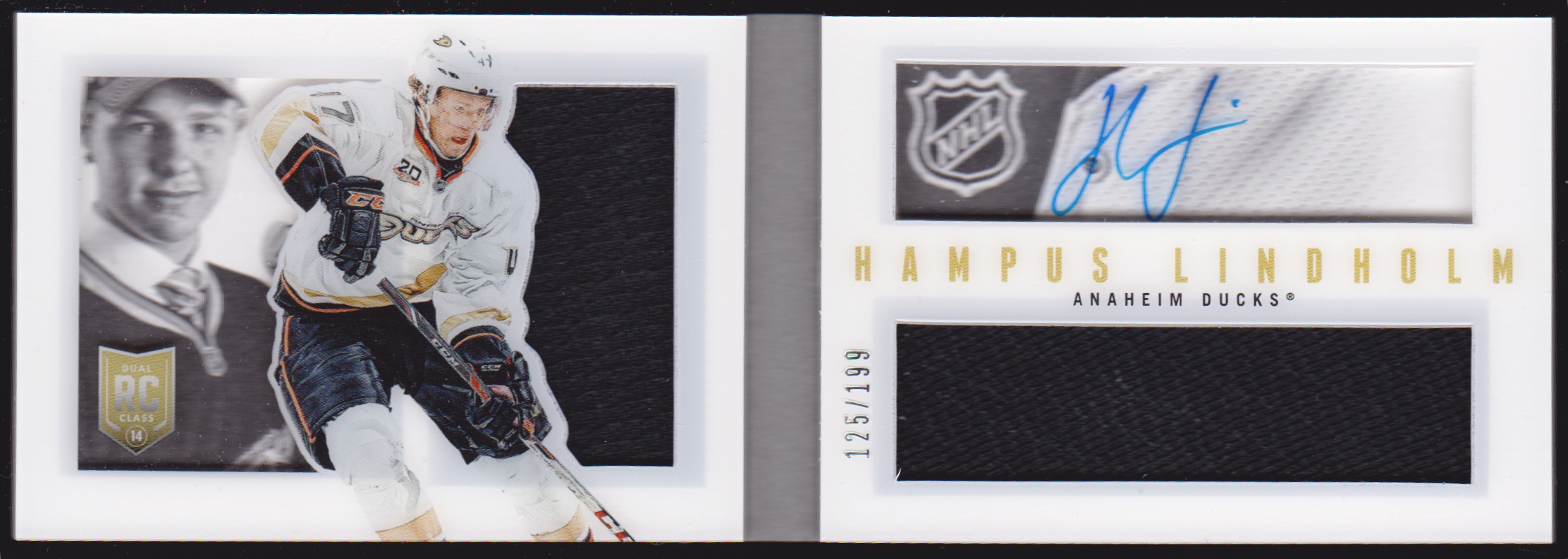 (image for) 2013-14 Panini Playbook #152 Hampus Lindholm JERSEYS AUTO RC - 125/199