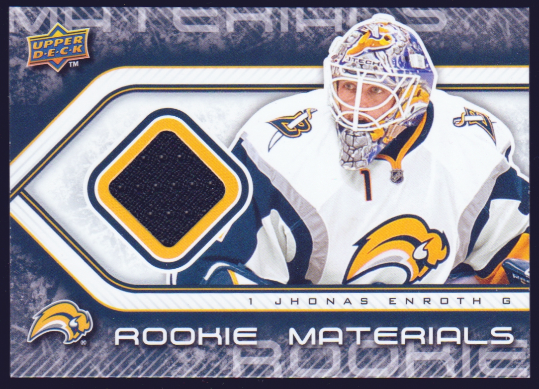 2009-10 Upper Deck Rookie Materials #RMJE Jhonas Enroth RC YEAR (image for) 2009-10 Upper Deck Rookie Materials #RMJE Jhonas Enroth RC YEAR