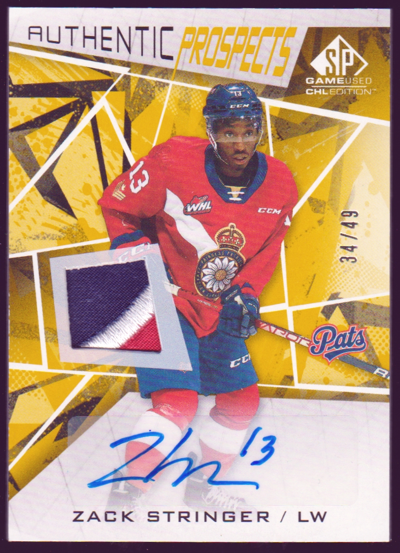 2021-22 SP Game Used CHL Patch Autographs Gold #37 Zack Stringer (image for) 2021-22 SP Game Used CHL Patch Autographs Gold #37 Zack Stringer