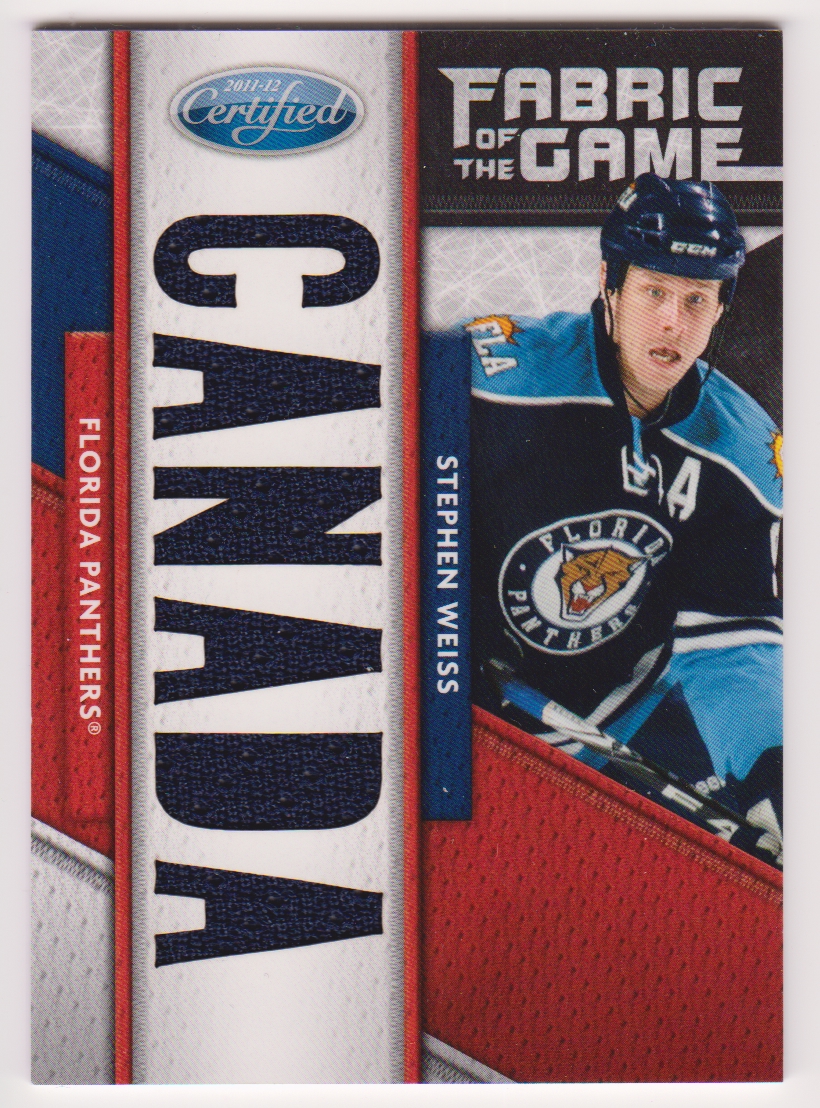 2011-12 Certified Fabric of the Game National Die Cut Jerseys #63 Stephen Weiss 15/25 (image for) 2011-12 Certified Fabric of the Game National Die Cut Jerseys #63 Stephen Weiss 15/25