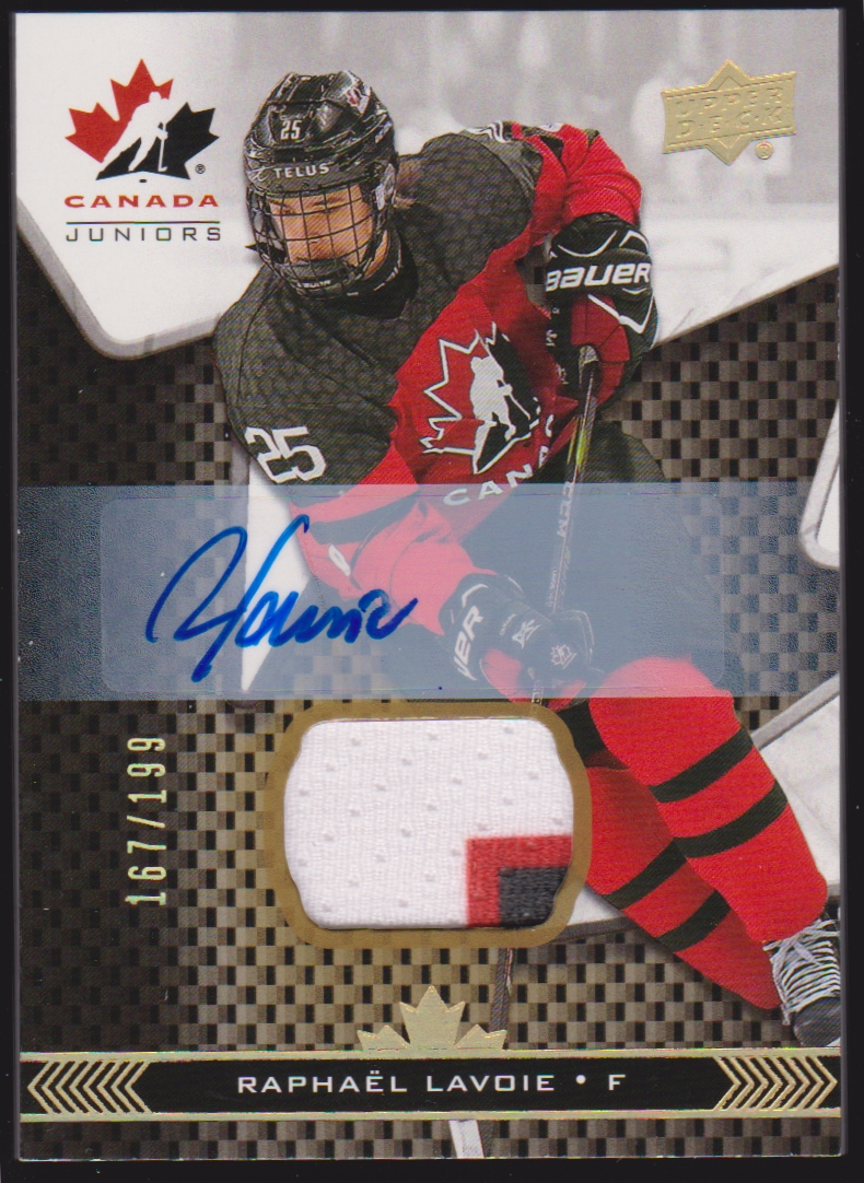 (image for) 2018-19 Upper Deck Team Canada Juniors Premium Swatch Autographs #35 Raphael Lavoie 167/199