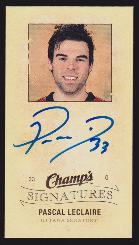 2009-10 Upper Deck Champ's Signatures #CSPL Pascal Leclaire AUTO (image for) 2009-10 Upper Deck Champ's Signatures #CSPL Pascal Leclaire AUTO