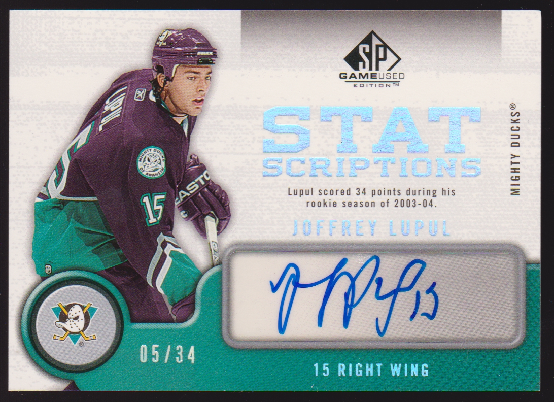 (image for) 2005-06 SP Game Used Statscriptions #STLU Joffrey Lupul 05/34