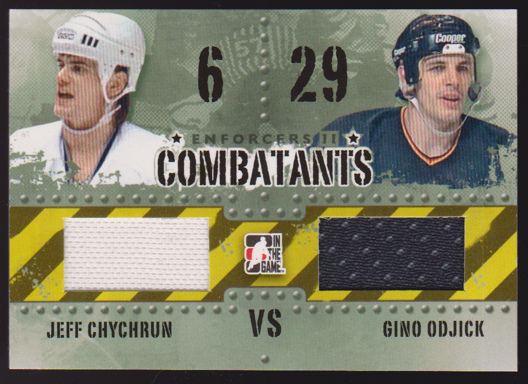 (image for) 2013-14 ITG Enforcers Combatants Jersey Duals #C32 Jeff Chychrun/Gino Odjick