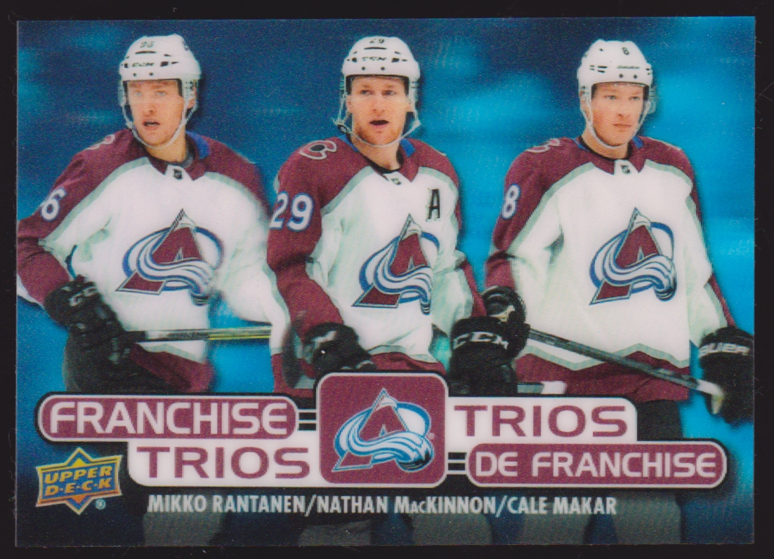 2020-21 Upper Deck Tim Hortons Franchise Trios #T8 Mikko Rantanen/Nathan MacKinnon/Cale Makar (image for) 2020-21 Upper Deck Tim Hortons Franchise Trios #T8 Mikko Rantanen/Nathan MacKinnon/Cale Makar