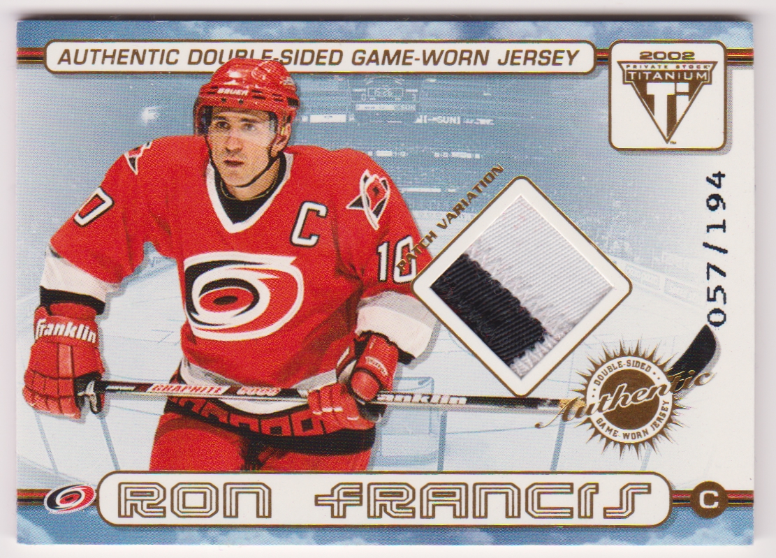 (image for) 2001-02 Titanium Double-Sided Patches #45 Ron Francis/Jeff O'Neill 057/194