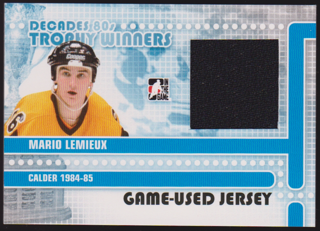 2010-11 ITG Decades 1980s Trophy Winners Jerseys Black #TWJ15 Mario Lemieux - Calder 1984-85 (image for) 2010-11 ITG Decades 1980s Trophy Winners Jerseys Black #TWJ15 Mario Lemieux - Calder 1984-85
