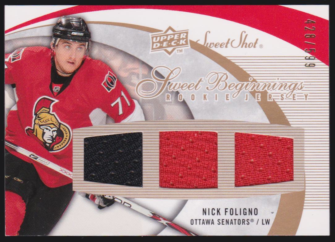 2007-08 Sweet Shot #116 Nick Foligno - Jerseys - RC - 428/599 (image for) 2007-08 Sweet Shot #116 Nick Foligno - Jerseys - RC - 428/599