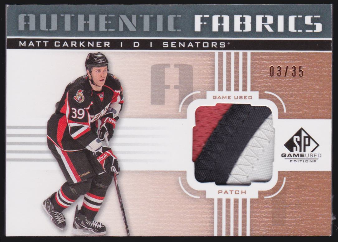 2011-12 SP Game Used Authentic Fabrics Patches #AFCK Matt Carkner 03/35 (image for) 2011-12 SP Game Used Authentic Fabrics Patches #AFCK Matt Carkner 03/35