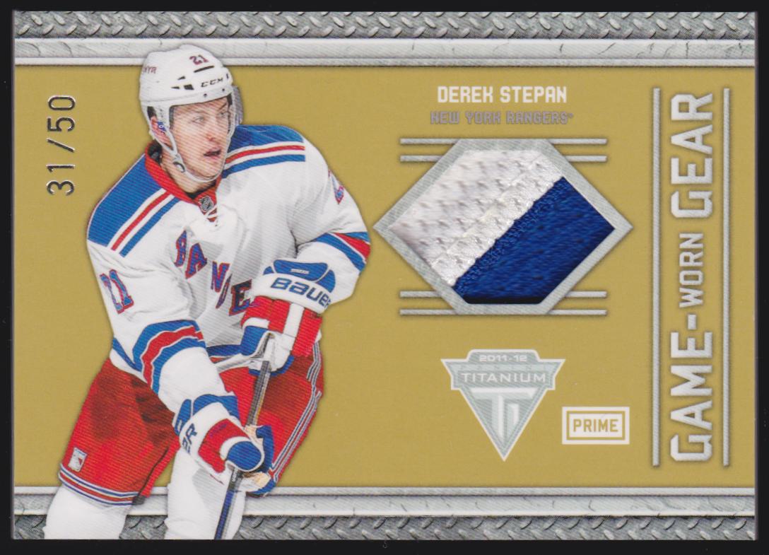 2011-12 Panini Titanium Game Worn Gear Prime #79 Derek Stepan 31/50 (image for) 2011-12 Panini Titanium Game Worn Gear Prime #79 Derek Stepan 31/50
