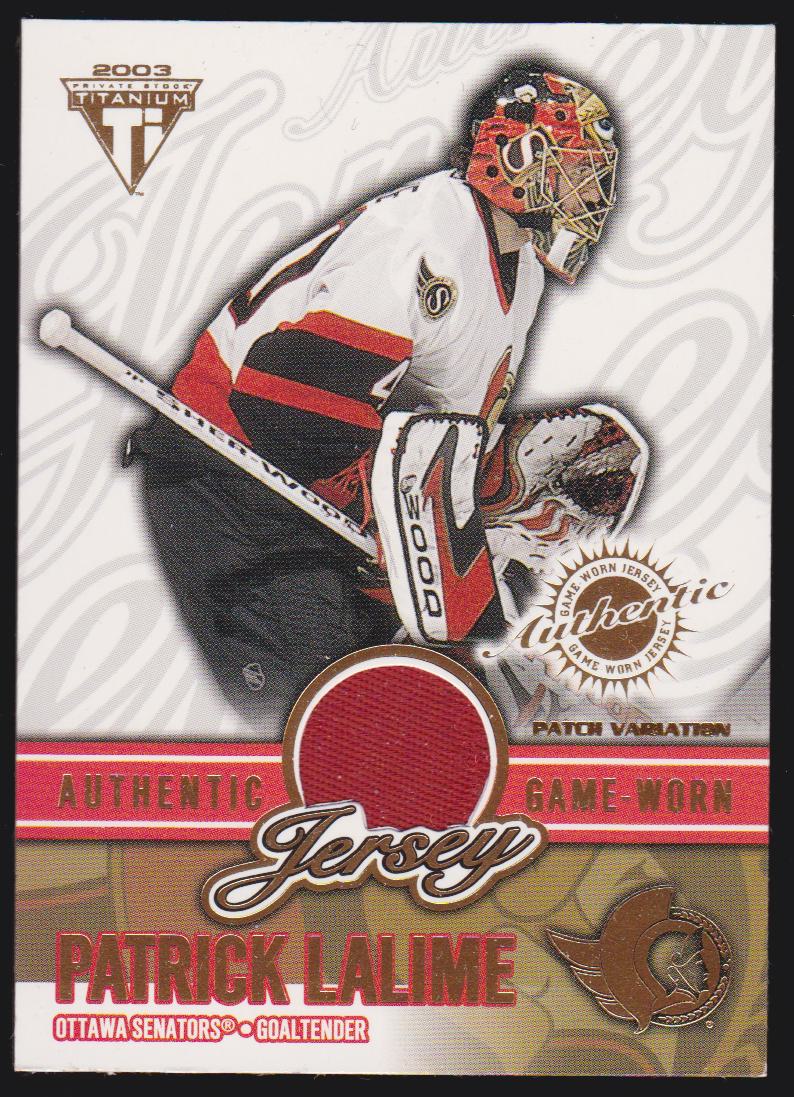2002-03 Titanium Jerseys Patches #48 Patrick Lalime 230/258 (image for) 2002-03 Titanium Jerseys Patches #48 Patrick Lalime 230/258