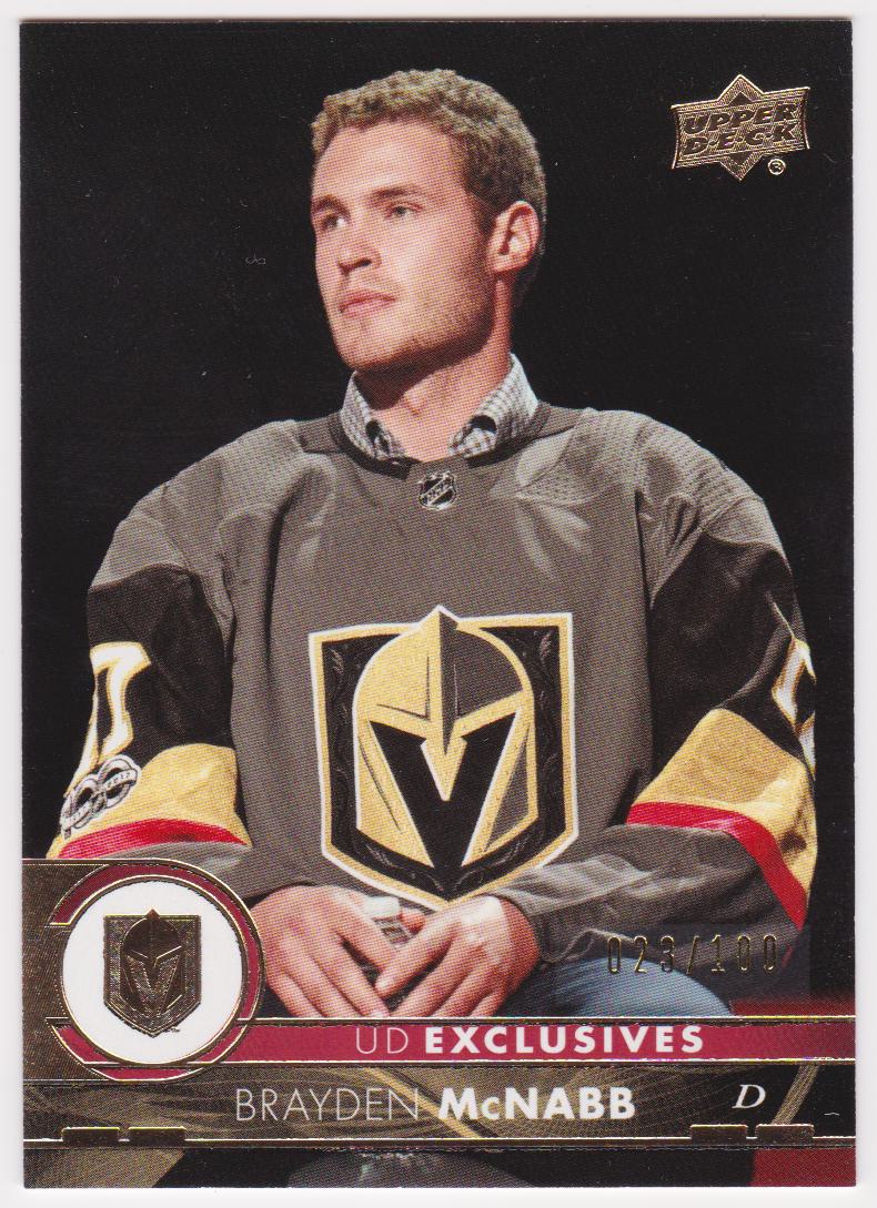 2017-18 Upper Deck Exclusives #185 Brayden McNabb 23/100 (image for) 2017-18 Upper Deck Exclusives #185 Brayden McNabb 23/100