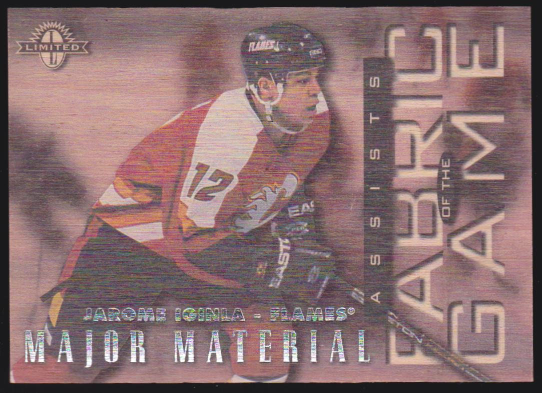 1997-98 Donruss Limited Fabric of the Game #61 Jarome Iginla - 0638/1000 (image for) 1997-98 Donruss Limited Fabric of the Game #61 Jarome Iginla - 0638/1000