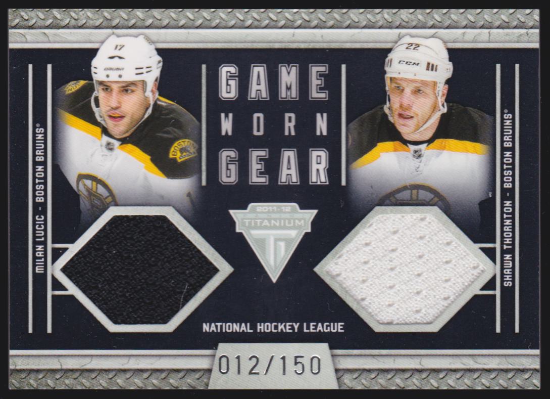 (image for) 2011-12 Panini Titanium Game Worn Gear Dual Memorabilia #3 Milan Lucic/Shawn Thornton 012/150 - Jerseys