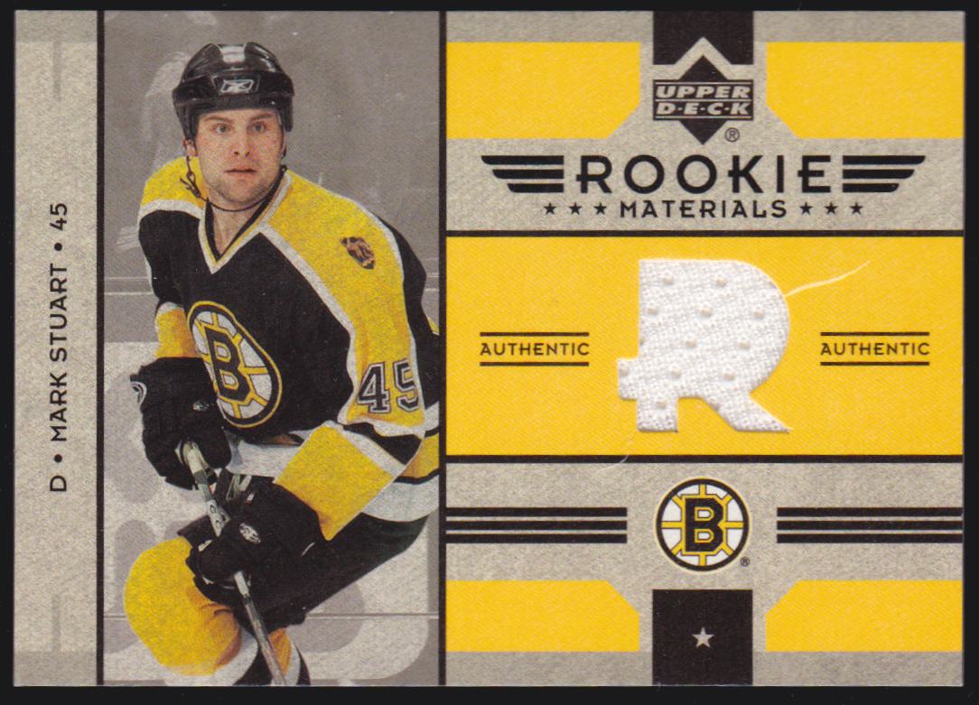 2006-07 Upper Deck Rookie Materials #RMMS Mark Stuart - (scratch on top of card) (image for) 2006-07 Upper Deck Rookie Materials #RMMS Mark Stuart - (scratch on top of card)
