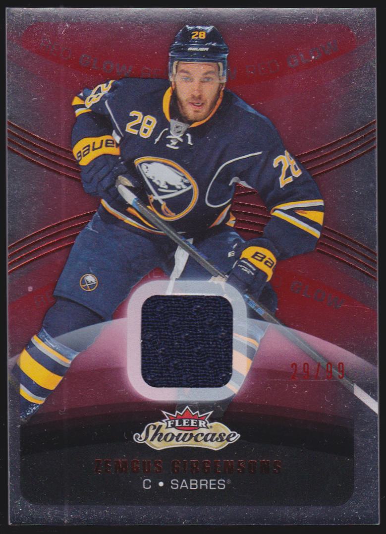 2015-16 Fleer Showcase Red Glow #43 Zemgus Girgensons 29/99 (image for) 2015-16 Fleer Showcase Red Glow #43 Zemgus Girgensons 29/99
