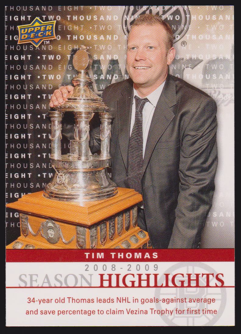 2009-10 Upper Deck Season Highlights #SH3 Tim Thomas (image for) 2009-10 Upper Deck Season Highlights #SH3 Tim Thomas