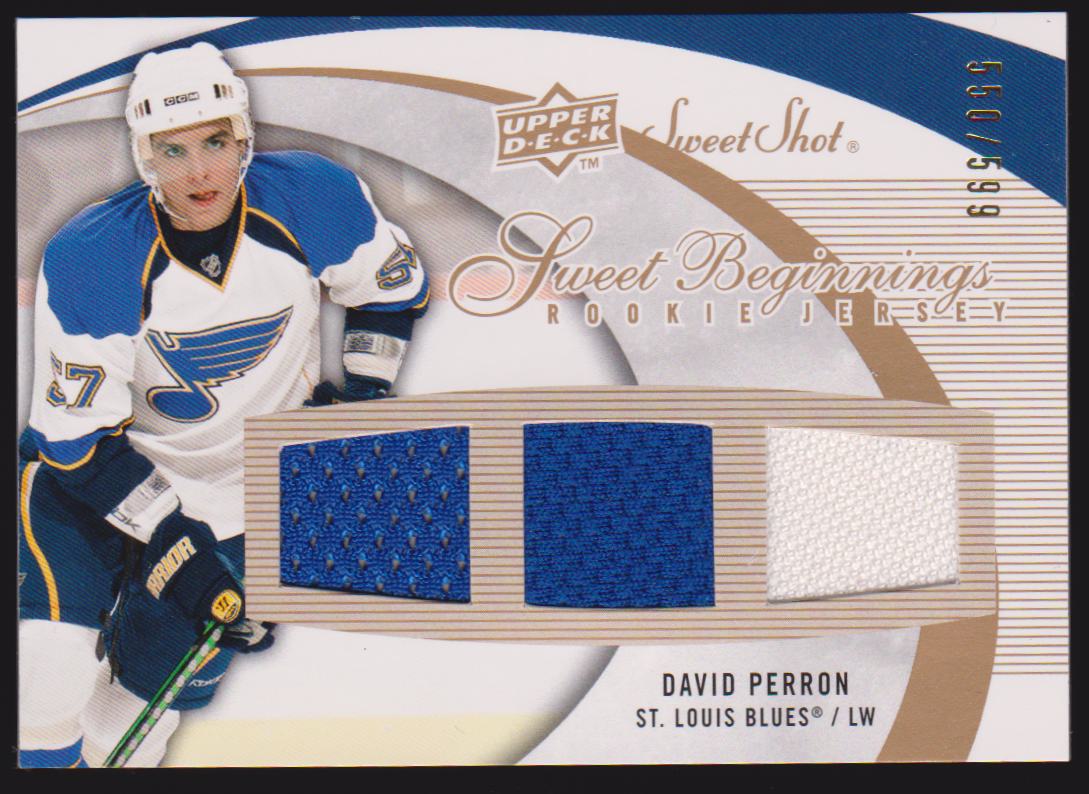 2007-08 Sweet Shot #139 David Perron Jerseys RC 550/599 (image for) 2007-08 Sweet Shot #139 David Perron Jerseys RC 550/599