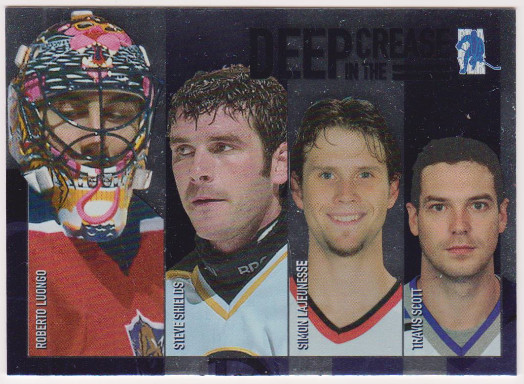 (image for) 2003-04 BAP Memorabilia Deep in the Crease #D14 Roberto Luongo/Steve Shields/Simon Lajeunesse/Travis Scott
