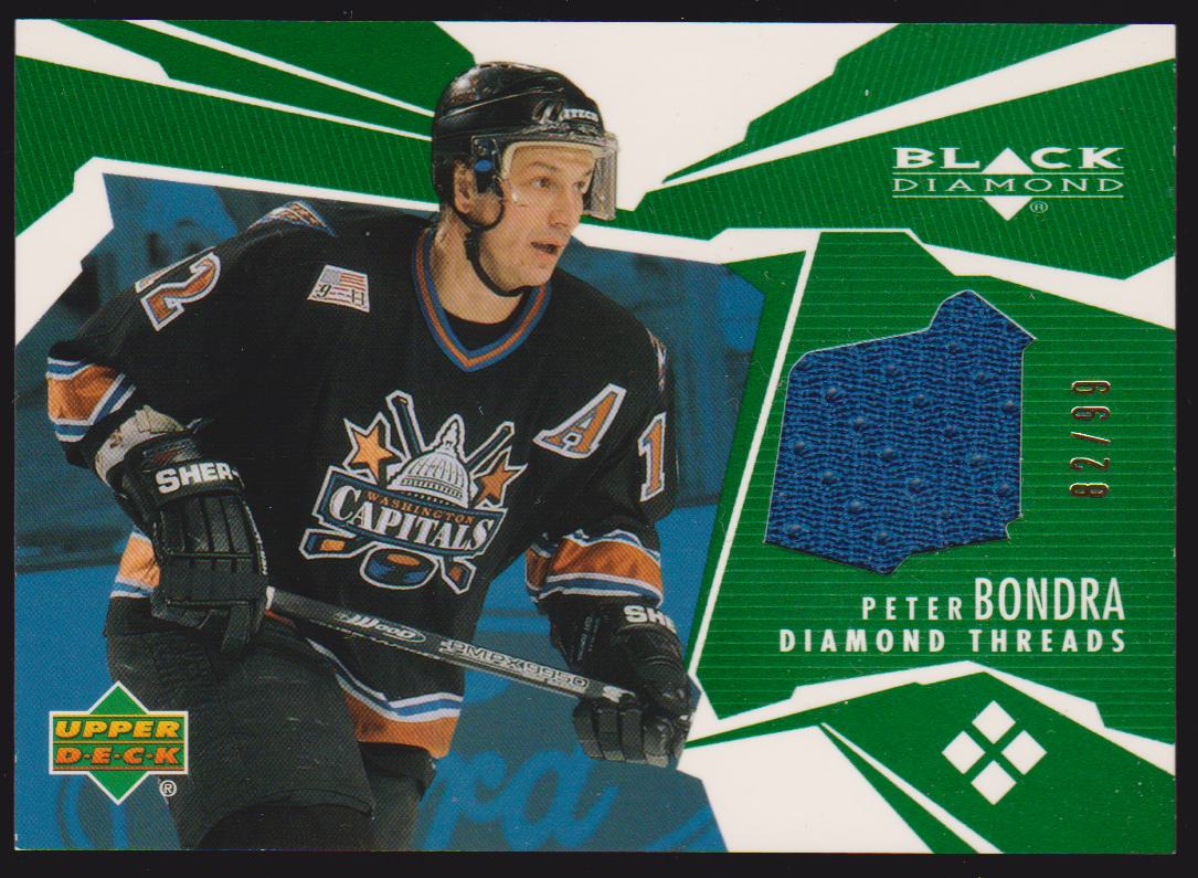 2003-04 Black Diamond Threads Green #DTPB Peter Bondra 82/99 (image for) 2003-04 Black Diamond Threads Green #DTPB Peter Bondra 82/99