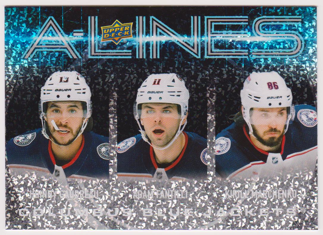 (image for) 2024-25 Upper Deck A-Lines #AL9 Johnny Gaudreau/Adam Fantilli/Kirill Marchenko