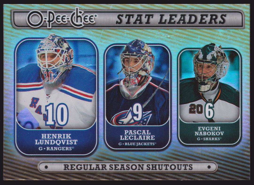 2008-09 O-Pee-Chee Stat Leaders #SL9 Henrik Lundqvist/Pascal Leclaire/Evgeni Nabokov (image for) 2008-09 O-Pee-Chee Stat Leaders #SL9 Henrik Lundqvist/Pascal Leclaire/Evgeni Nabokov
