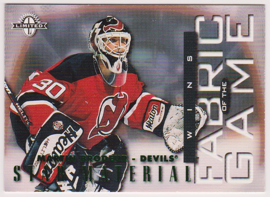 1997-98 Donruss Limited Fabric of the Game #2 Martin Brodeur 078/750 (image for) 1997-98 Donruss Limited Fabric of the Game #2 Martin Brodeur 078/750