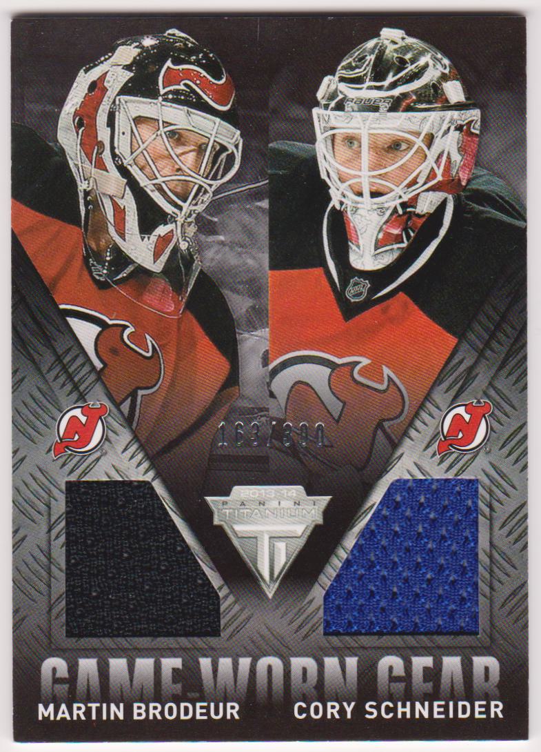 (image for) 2013-14 Panini Titanium Game Worn Gear Dual Memorabilia #GDBS Martin Brodeur/Cory Schneider 163/300