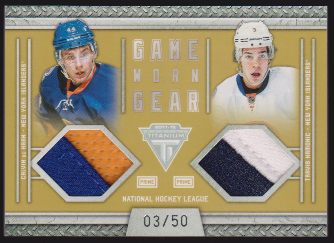 (image for) 2011-12 Titanium Game Worn Gear Dual Prime #50 Calvin de Haan/Travis Hamonic 03/50