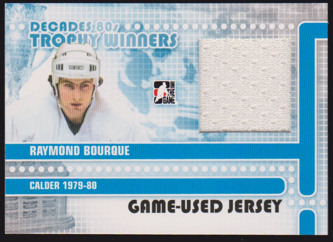 2010-11 ITG Decades 1980s Trophy Winners Jerseys Black #TWJ01 Raymond Bourque - Calder 1979-80 (image for) 2010-11 ITG Decades 1980s Trophy Winners Jerseys Black #TWJ01 Raymond Bourque - Calder 1979-80