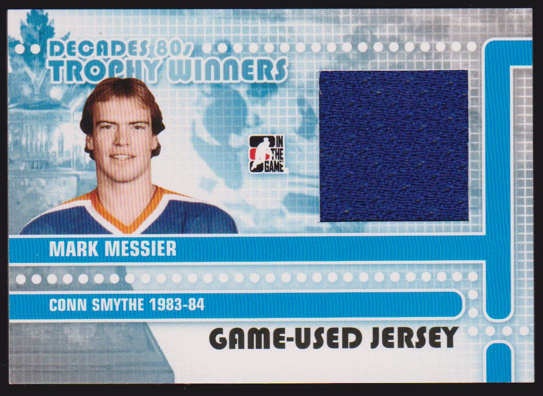 2010-11 ITG Decades 1980s Trophy Winners Jerseys Black #TWJ14 Mark Messier - Conn Smythe 1983-84 (image for) 2010-11 ITG Decades 1980s Trophy Winners Jerseys Black #TWJ14 Mark Messier - Conn Smythe 1983-84