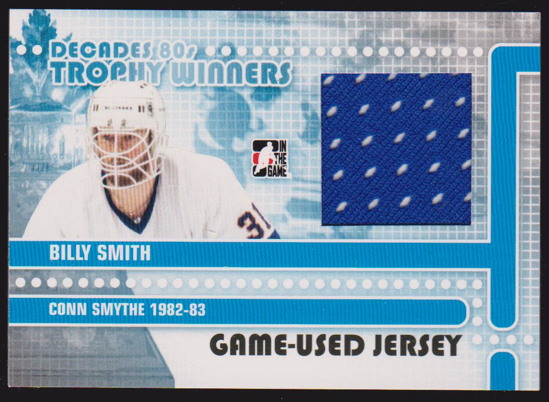 2010-11 ITG Decades 1980s Trophy Winners Jerseys Black #TWJ10 Billy Smith - Conn Smythe 1982-83 (image for) 2010-11 ITG Decades 1980s Trophy Winners Jerseys Black #TWJ10 Billy Smith - Conn Smythe 1982-83