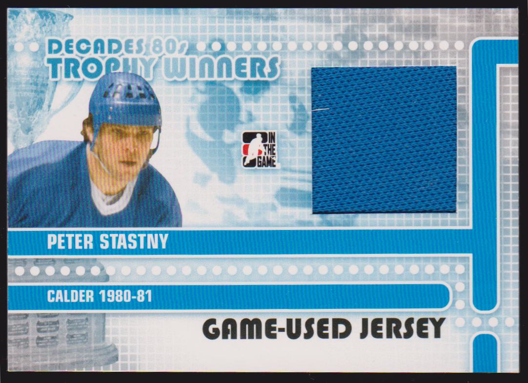 2010-11 ITG Decades 1980s Trophy Winners Jerseys Black #TWJ04 Peter Stastny - Calder 1980-81 (image for) 2010-11 ITG Decades 1980s Trophy Winners Jerseys Black #TWJ04 Peter Stastny - Calder 1980-81