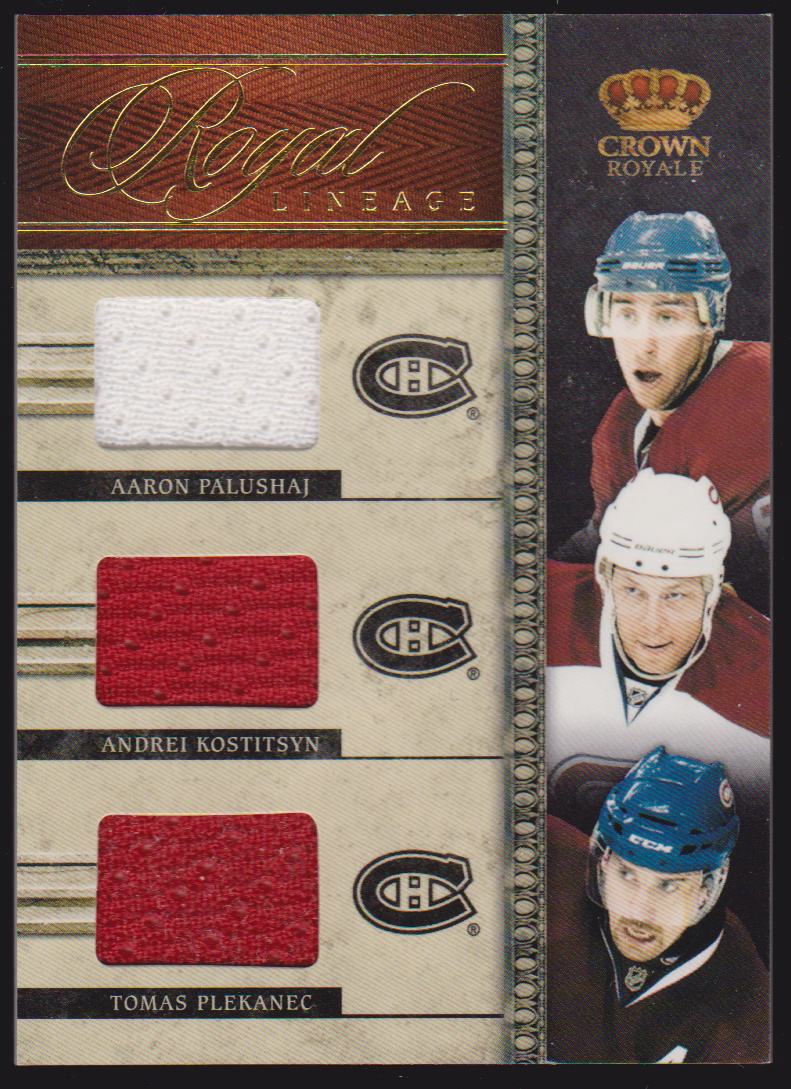 2011-12 Crown Royale Royal Lineage Materials #16 Aaron Palushaj/Andrei Kostitsyn/Tomas Plekanec (image for) 2011-12 Crown Royale Royal Lineage Materials #16 Aaron Palushaj/Andrei Kostitsyn/Tomas Plekanec