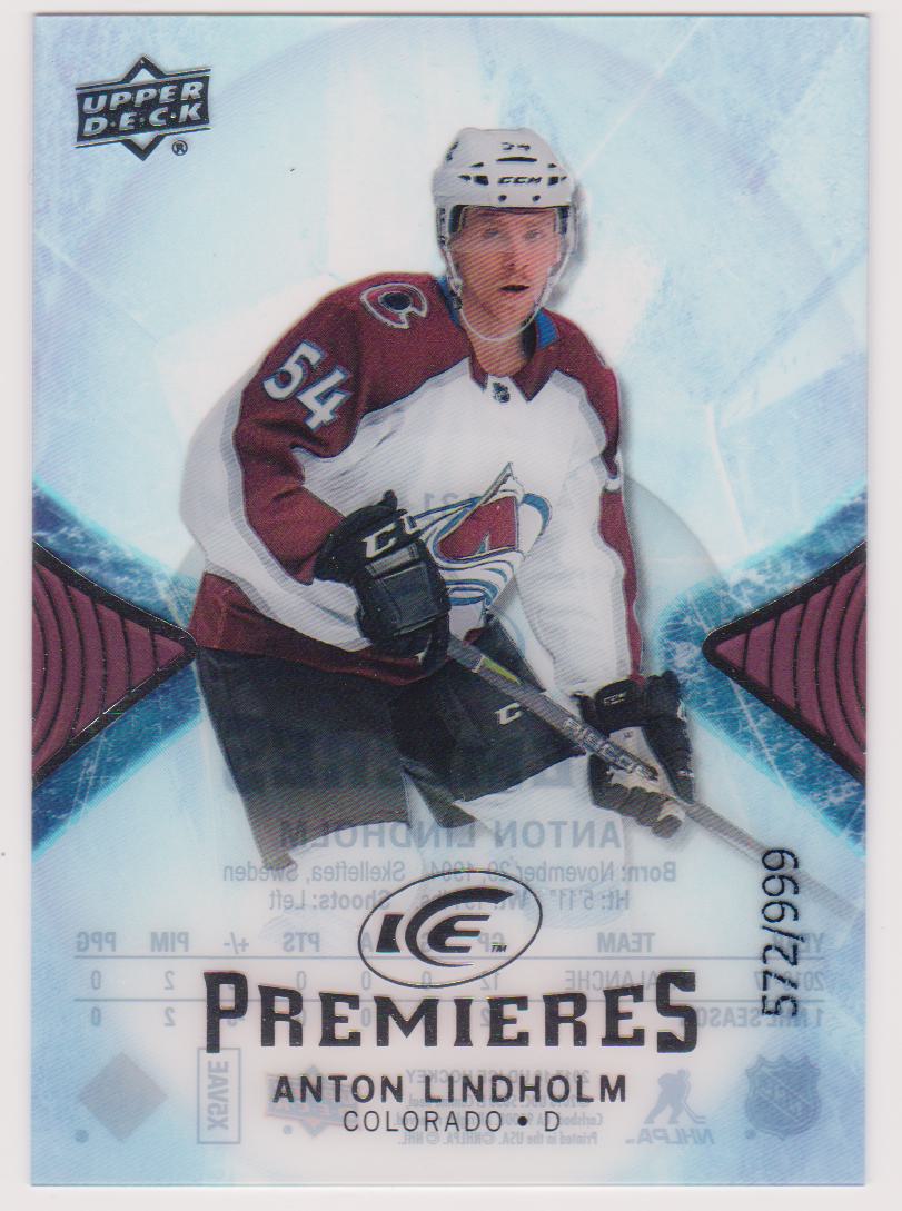 2017-18 Upper Deck Ice #131 Anton Lindholm 572/999 RC (image for) 2017-18 Upper Deck Ice #131 Anton Lindholm 572/999 RC