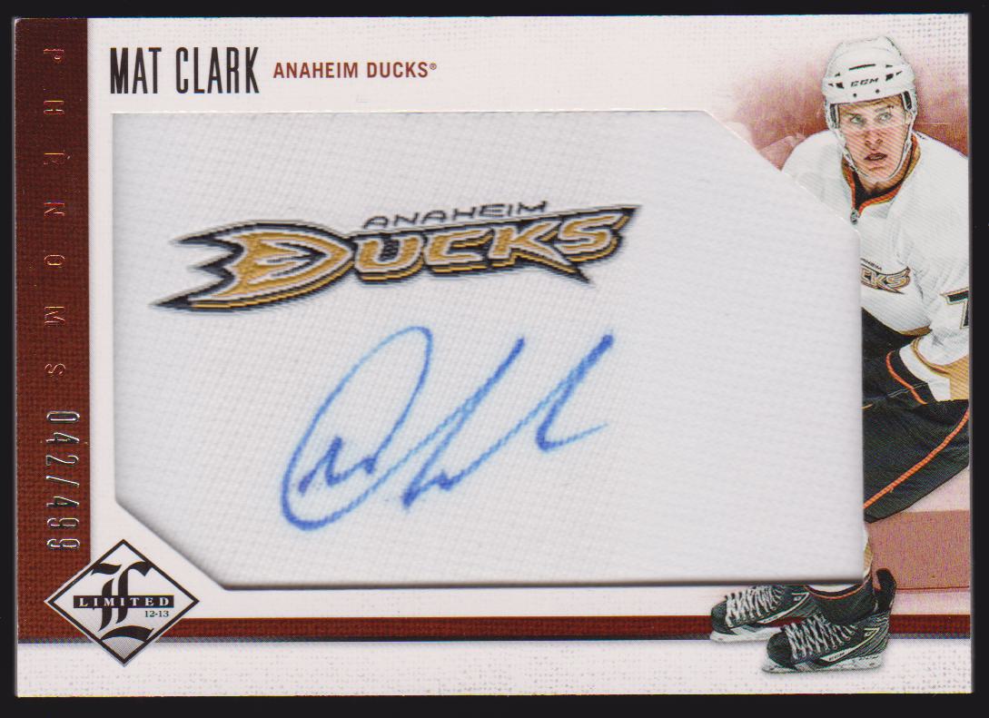 2012-13 Limited #219 Mat Clark AUTO 042/499 RC - Jerseys (image for) 2012-13 Limited #219 Mat Clark AUTO 042/499 RC - Jerseys