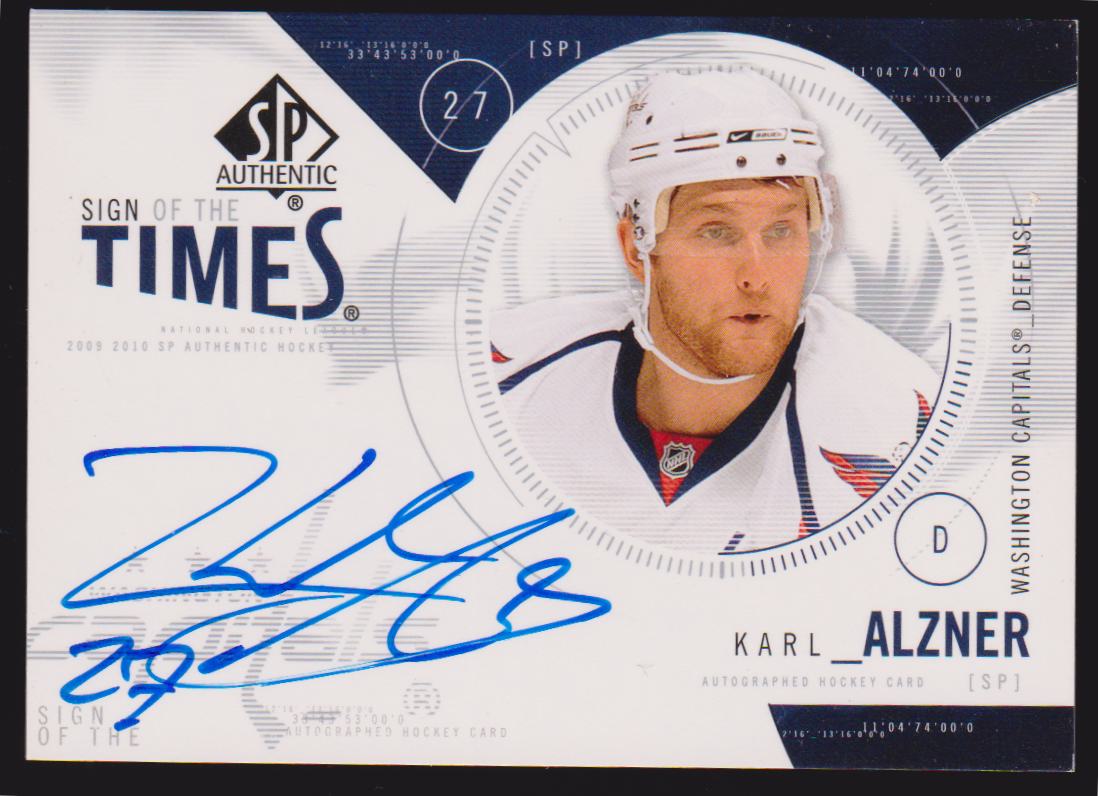 2009-10 SP Authentic Sign of the Times #STKA Karl Alzner (image for) 2009-10 SP Authentic Sign of the Times #STKA Karl Alzner