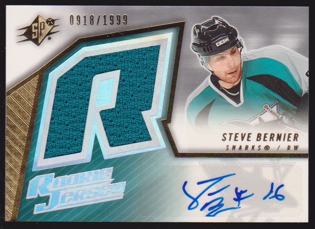 2005-06 SPx #240 Steve Bernier Jerseys AUTO RC 0918/1999 (image for) 2005-06 SPx #240 Steve Bernier Jerseys AUTO RC 0918/1999