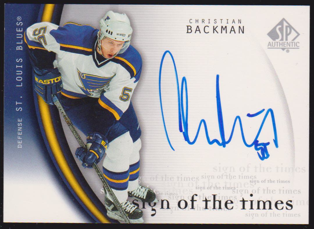 2005-06 SP Authentic Sign of the Times #CB Christian Backman (image for) 2005-06 SP Authentic Sign of the Times #CB Christian Backman