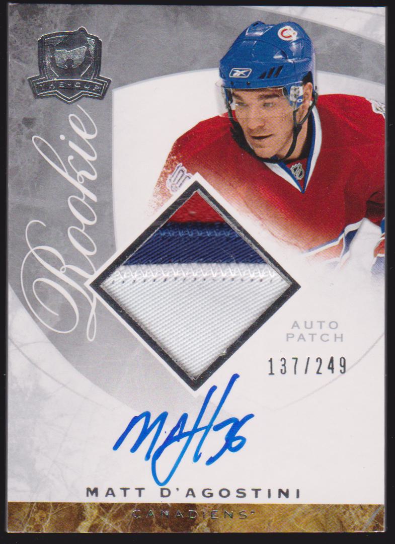 2008-09 The Cup #113 Matt D'Agostini Patch AUTO RC 137/249 (image for) 2008-09 The Cup #113 Matt D'Agostini Patch AUTO RC 137/249
